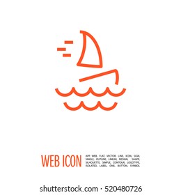 Windsurfing isolated minimal single flat icon. Beach vector icon for websites and mobile minimalistic flat design.