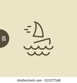 Windsurfing isolated minimal single flat icon. Beach vector icon for websites and mobile minimalistic flat design.