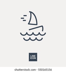 Windsurfing isolated minimal single flat icon. Beach vector icon for websites and mobile minimalistic flat design.