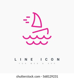 Windsurfing isolated minimal single flat icon. Beach vector icon for websites and mobile minimalistic flat design.