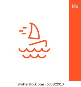 Windsurfing isolated minimal single flat icon. Beach vector icon for websites and mobile minimalistic flat design.