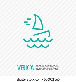 Windsurfing isolated minimal single flat icon. Beach vector icon for websites and mobile minimalistic flat design.