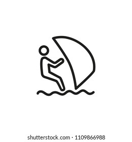 Windsurfing line icon. Man, sail, wave. Water sport concept. Can be used for topics like summer, sea, entertainment, action