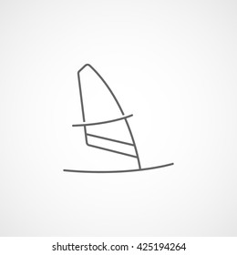 Windsurfing Line Icon On White Background
