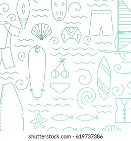 Windsurfing line pattern. Vector Summer Surf concept.