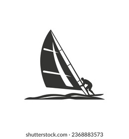 Windsurfing in motion Icon on White Background - Simple Vector Illustration