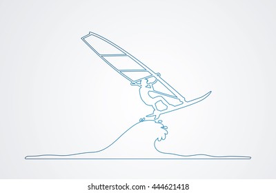 Windsurfing outline graphic vector.