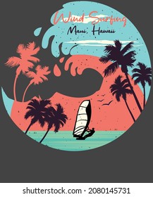 Windsurfing Paradise Maui, Hawaii t-shirt design for Wind surfing lovers