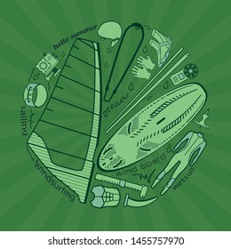 Windsurfing parts, Round Design Template.