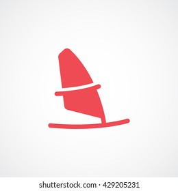 Windsurfing Red Icon On White Background