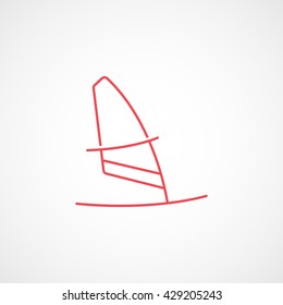 Windsurfing Red Icon On White Background