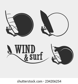 Windsurfing retro vector illustration for a logo