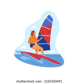 Windsurfing or sailboarding, vector icon or banner