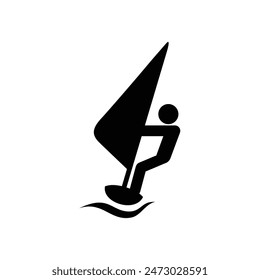 windsurfing silhouette design. extreme sport in the sea icon, sign and symbol.