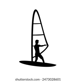 windsurfing silhouette design. extreme sport in the sea icon, sign and symbol.