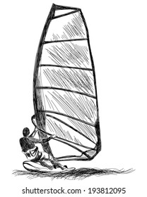 Windsurfing sketch. Vector EPS 10 illustration without transparency and meshes.