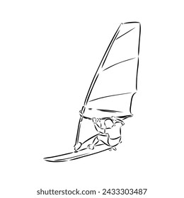 Windsurfing sketch. Vector illustration. windsurfing vector