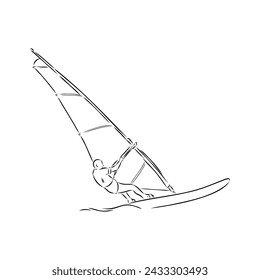 Windsurfing sketch. Vector illustration. windsurfing vector