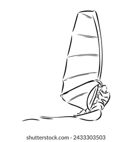 Windsurfing sketch. Vector illustration. windsurfing vector