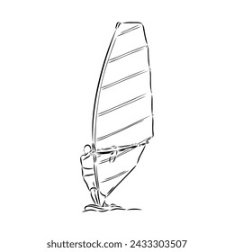 Windsurfing sketch. Vector illustration. windsurfing vector