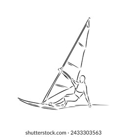 Windsurfing sketch. Vector illustration. windsurfing vector