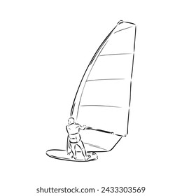Windsurfing sketch. Vector illustration. windsurfing vector