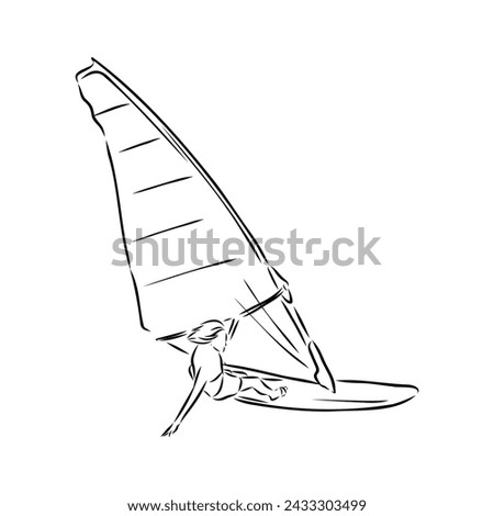 Windsurfing sketch. Vector illustration. windsurfing vector