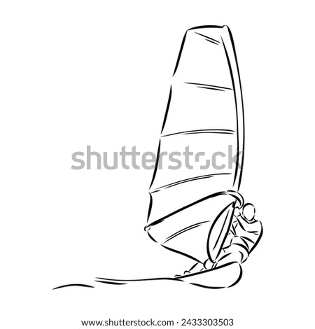 Windsurfing sketch. Vector illustration. windsurfing vector