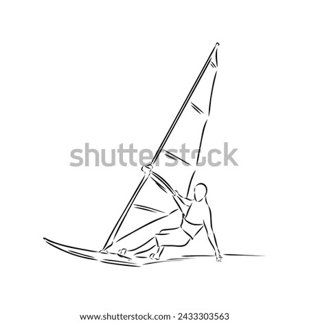 Windsurfing sketch. Vector illustration. windsurfing vector