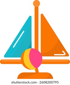windsurfing sport activity tool equipment for summer holiday	 icon colorful cute cartoon