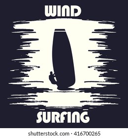 Windsurfing  t-shirt graphic print design. Vector illustration