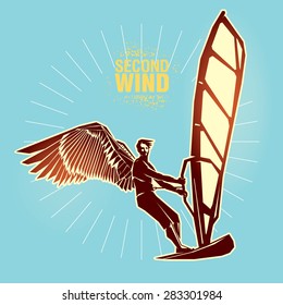 Windsurfing. Vector Illustration Created In Topic 