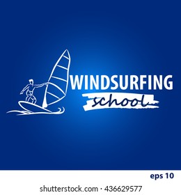 Windsurfing vector illustration for a logo. Windsurfing school