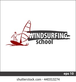 Windsurfing vector illustration for a logo. Windsurfing school