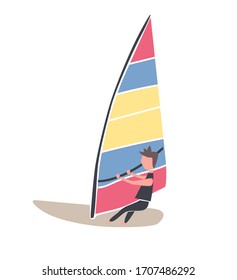 Windsurfing. Vector illustration of man on windsurfing. Sport illustration