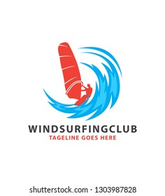 Windsurfing vector logo design