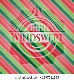 Windswept christmas emblem background. Vector Illustration. Detailed.