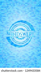 Windswept light blue emblem. Mosaic background