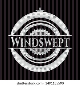 Windswept silver emblem or badge. Vector Illustration. Mosaic.