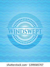 Windswept water wave badge background. Vector Illustration. Detailed.