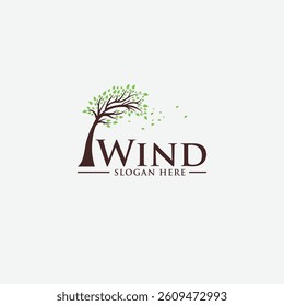  Wind-Themed Logo – Elegant Tree Branding with Nature Elements