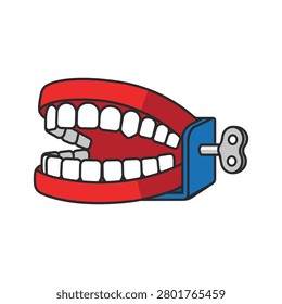 Windup chattering teeth toy vector illustration