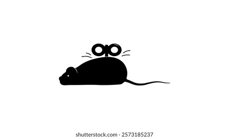 Wind-up Mouse, Black Isolated Silhouette