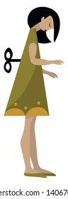 It is a wind-up toy powered by a clockwork motor., vector, color drawing or illustration. 
