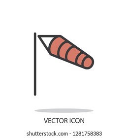 Windvane Icon, Wind Sock Line Sign - Vector Illustration Eps10