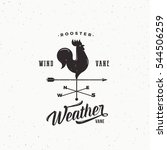 Windvane Rooster Abstract Retro Style Vector Sign, Emblem or Logo Template. Vintage Shabby Texture. Isolated.