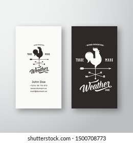 Windvane Rooster Abstract Vector Logo and Business Card Template. Premium Stationary Realistic Mock Up. Isolated.