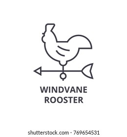 windvane rooster line icon, outline sign, linear symbol, vector, flat illustration