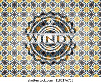 Windy arabesque emblem. arabic decoration.