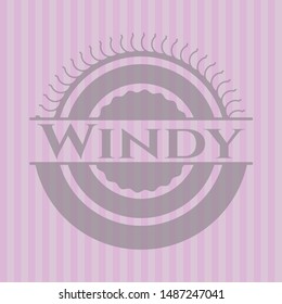 Windy badge with pink background. Vector Illustration. Detailed.
